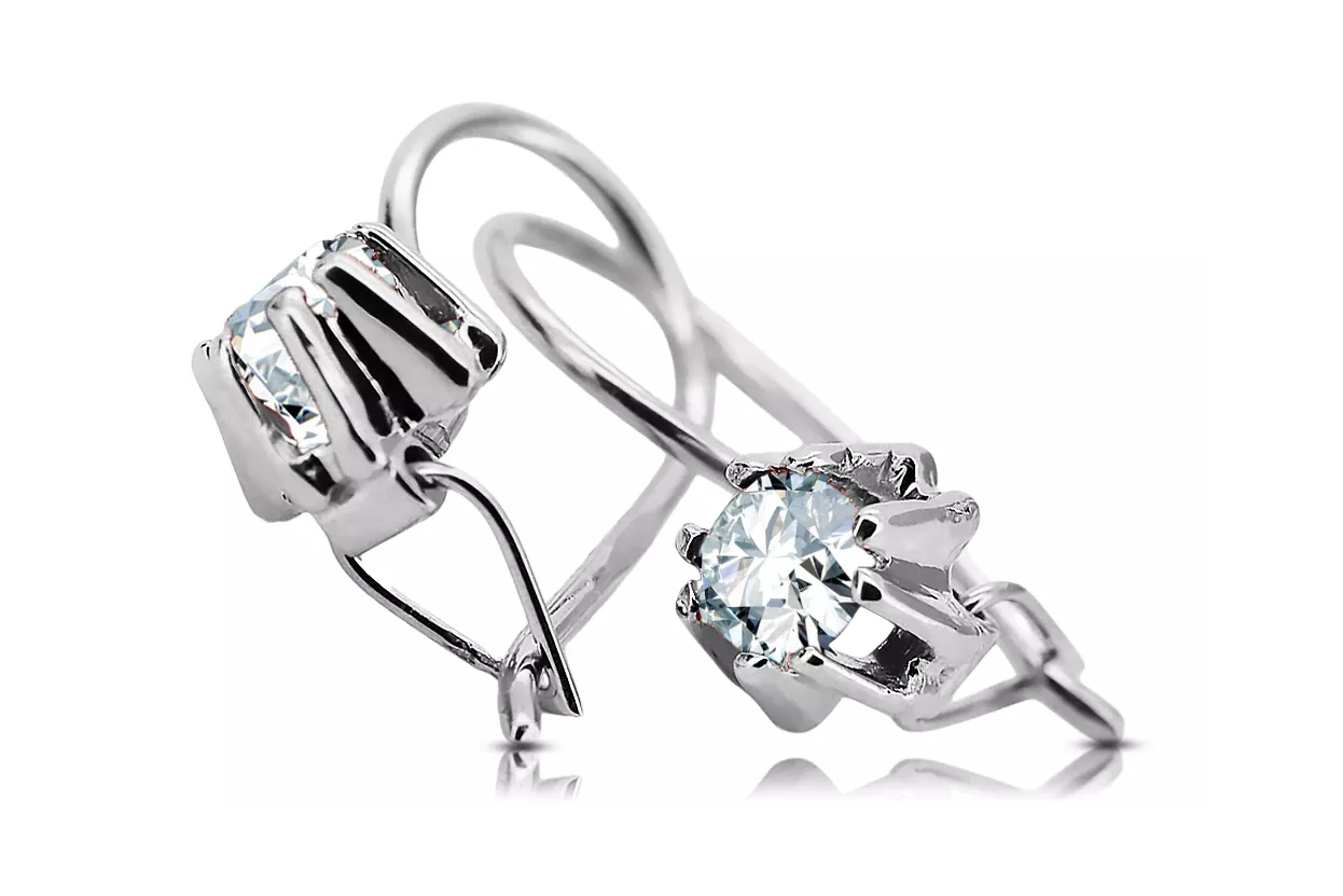 925 Spol_Latn 14k 583 Zircon náušnice vec053s Russian Soviet USSR Vintage Jewlery Art Deco style